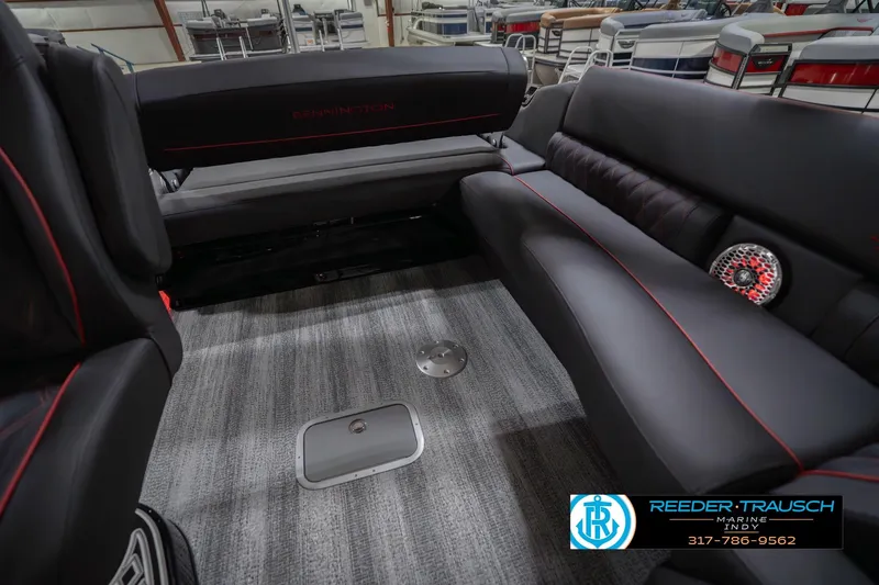 Slide: The Image of Luxurious interior of 2026 Bennington 25 RSB pontoon boat with plush seating and modern design. - 32