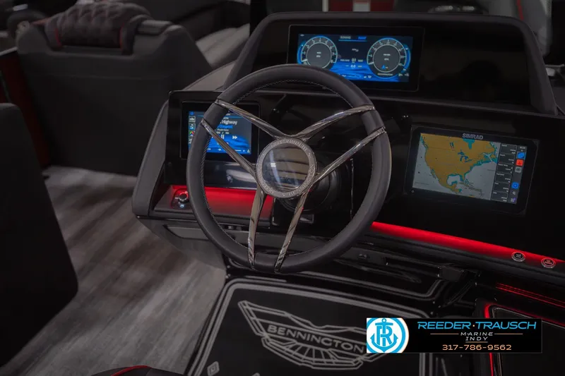 Slide: The Image of 2026 Bennington 25 RSB boat dashboard with advanced navigation and control systems. - 35