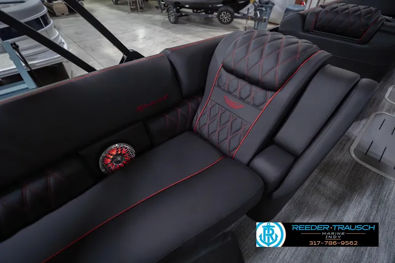 Slide: The Image of Luxurious interior of 2026 Bennington 25 RSB boat with diamond-stitched seating. - 46