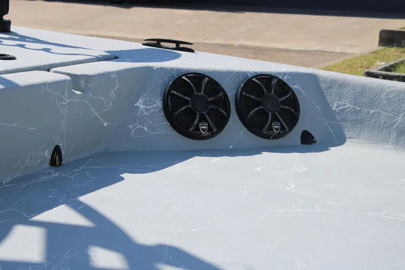 Slide: The Image of 2024 Shoalwater 23 Catamaran at Waypoint Marine Supercenter, parked on a trailer. - 15