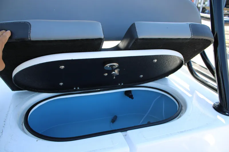 Slide: The Image of 2024 Shoalwater 23 Catamaran deck with storage compartment and sturdy framework. - 22