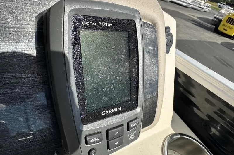 Slide: The Image of Garmin Echo 301dv fishfinder on 2016 Bennington 2250 GSR boat dashboard. - 14