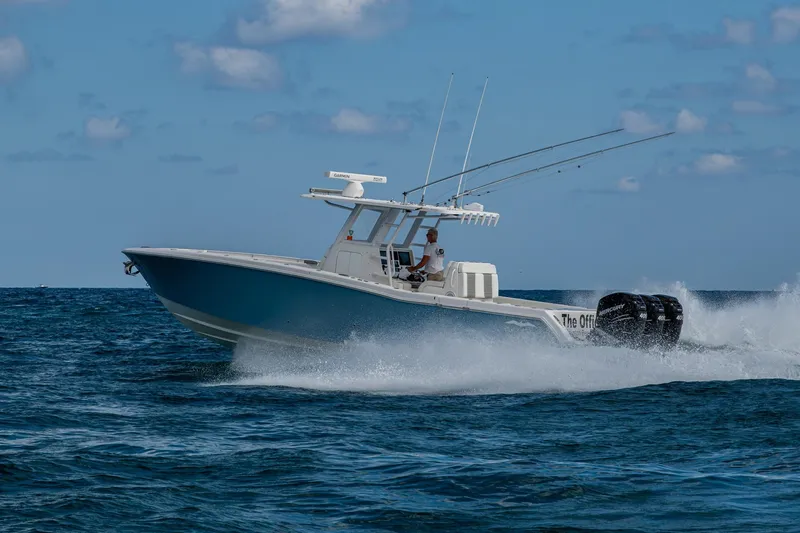 Slide: The Image of 2023 Invincible 36 Open Fisherman boat cruising on open water. - 79