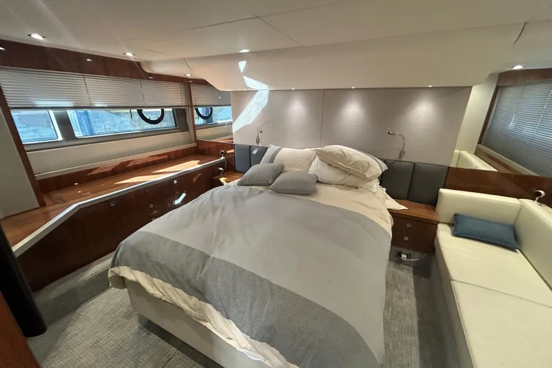 Slide: The Image of Luxurious bedroom interior of 2017 Sunseeker Manhattan 52 yacht with modern design. - 23