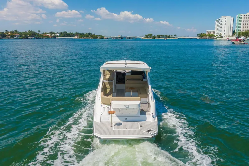 Slide: The Image of Luxury Hanover 375 yacht cruising on clear blue waters, 2026 model. - 29