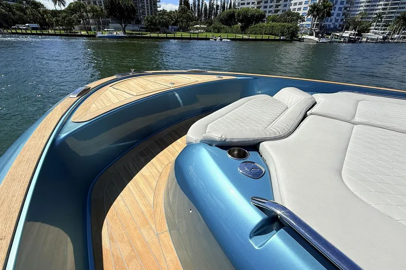 Slide: The Image of Luxurious 2022 Solaris Power 44 yacht with sleek deck and comfortable seating. - 22