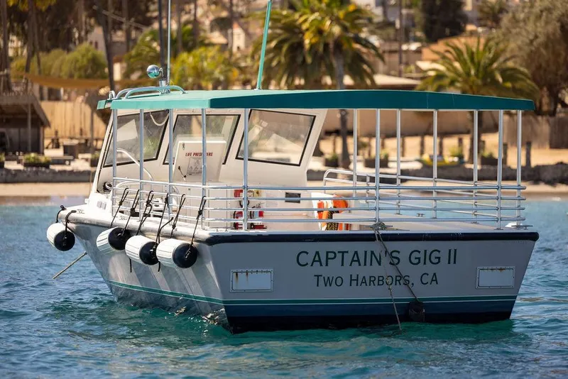 Slide: The Image of Seahawk Island Hopper 2018 boat, "Captain's Gig II," docked at Two Harbors, CA. - 11