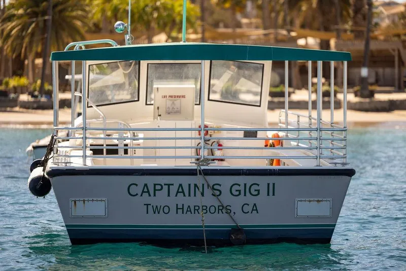Slide: The Image of Seahawk Island Hopper 2018 boat, "Captain's Gig II," docked in Two Harbors, CA. - 14