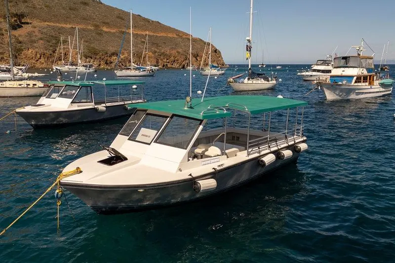 Slide: The Image of 2018 Seahawk Island Hopper boats anchored in a scenic bay with rocky hills. - 5