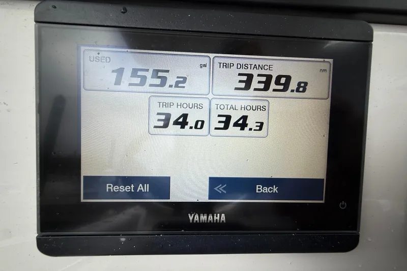 Slide: The Image of Display screen showing trip data: 155.2 gallons used, 339.8 nautical miles traveled. - 9