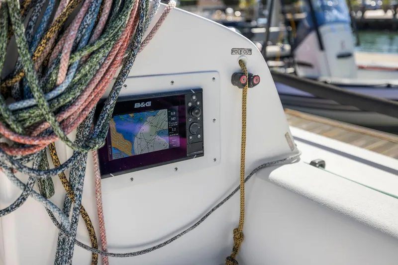 Slide: The Image of B&G navigation system on 2011 J Boats J 111 sailboat with colorful ropes. - 23
