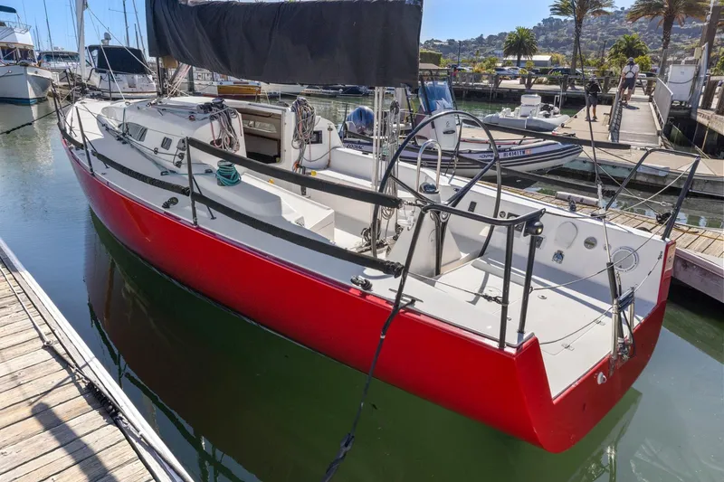 Slide: The Image of Red 2011 J Boats J 111 sailboat docked in marina, sunny day. - 4