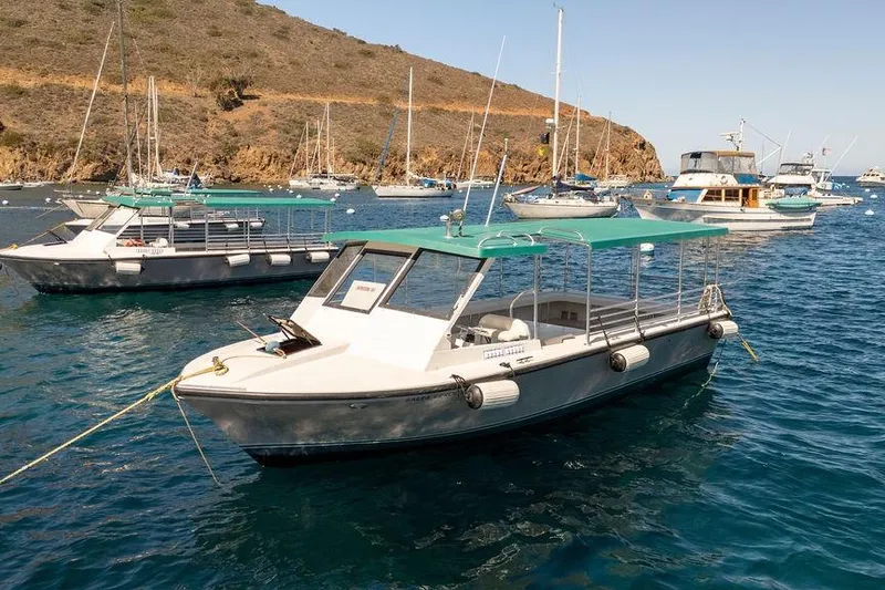 Slide: The Image of 2018 Seahawk Island Hopper boat anchored in scenic bay with other vessels. - 3