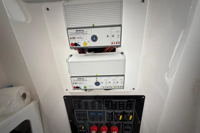 Slide: The Image of Electrical panel of 2022 Sea Fox 288 Commander boat with control switches and indicators. - 31