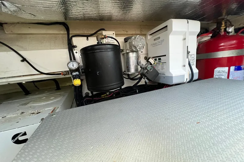 Slide: The Image of Luxurious interior of 2019 Sea Ray L550 yacht with modern seating and sleek design. - 48