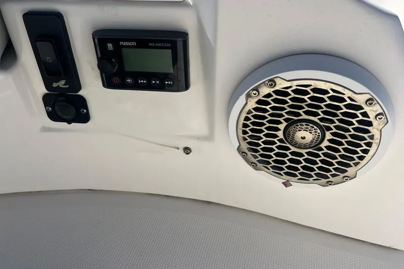 Slide: The Image of Engine room of 2019 Sea Ray L550 yacht with fuel filters and wiring. - 96