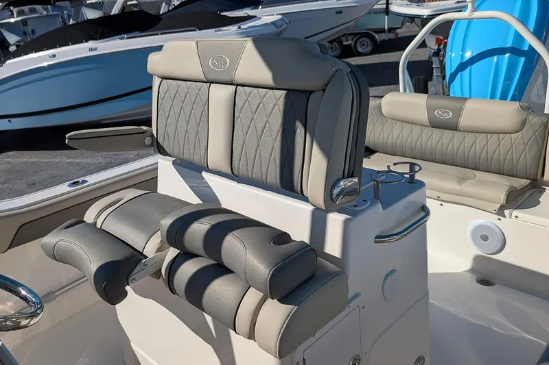 Slide: The Image of 2025 Key West 239 FS boat interior with luxurious seating and modern design. - 13