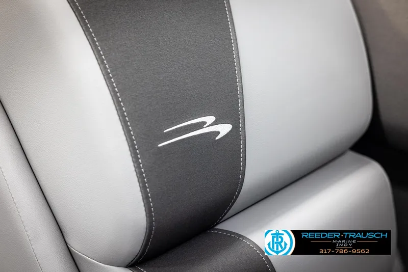 Slide: The Image of Close-up of 2025 Bennington 21 SSB boat seat with logo and stitching detail. - 39