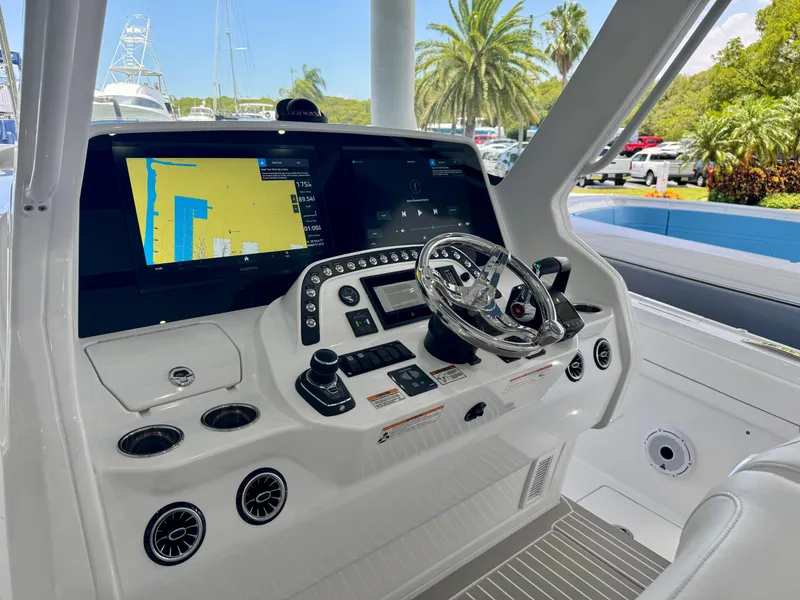 Slide: The Image of Intrepid 41 Panacea 2025 helm with advanced navigation and control systems. - 4