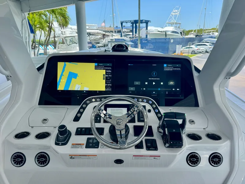 Slide: The Image of Helm of 2025 Intrepid 41 Panacea with advanced navigation and control systems. - 5