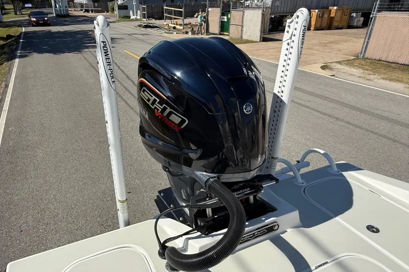 Slide: The Image of 2024 Shallow Sport 24 Modified V boat with Yamaha SHO VMAX engine and Power-Pole anchors. - 20