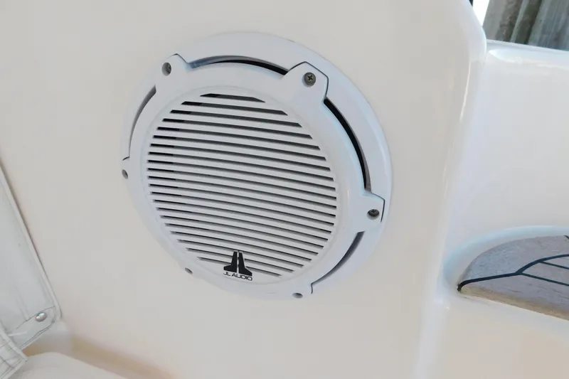 Slide: The Image of JL Audio speaker on 2009 Tiara Yachts 4300 Sovran, white panel installation. - 21