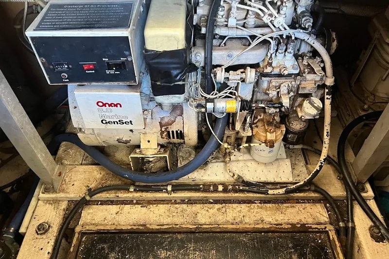 Slide: The Image of Onan 8.0 Marine GenSet engine in a 1988 Post 46 ll boat. - 20