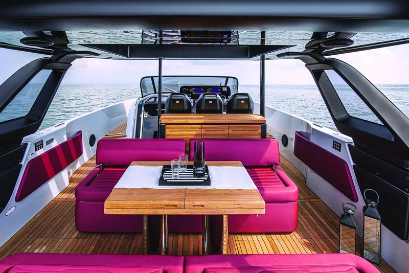 Slide: The Image of Cranchi A46 Luxury Tender 2026 yacht on open sea with cloudy sky. - 19