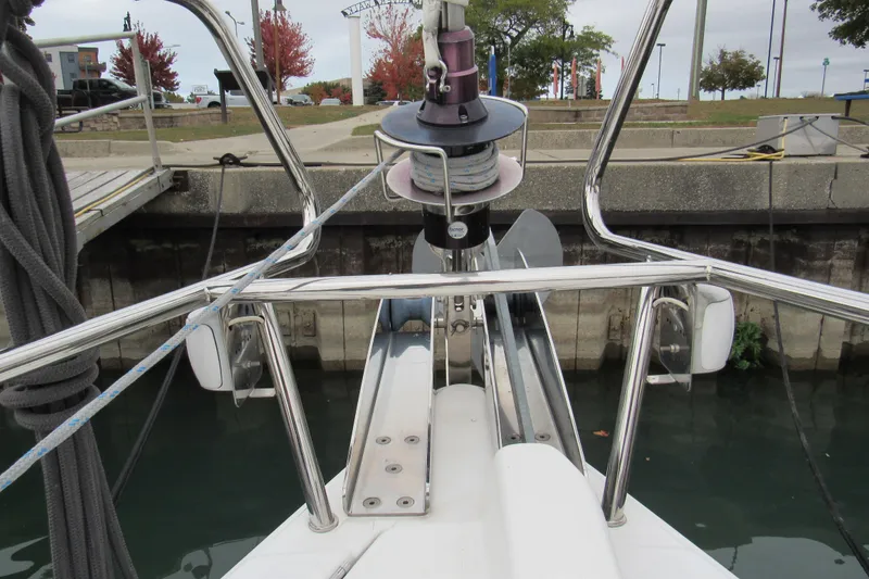 Slide: The Image of Bow view of 2013 Jenneau Sun Odyssey 379 sailboat docked at marina. - 7