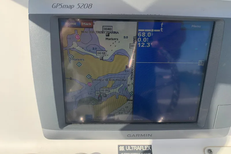 Slide: The Image of Garmin GPSmap 5208 displaying nautical chart on 2008 Everglades 223 Center Console boat. - 20