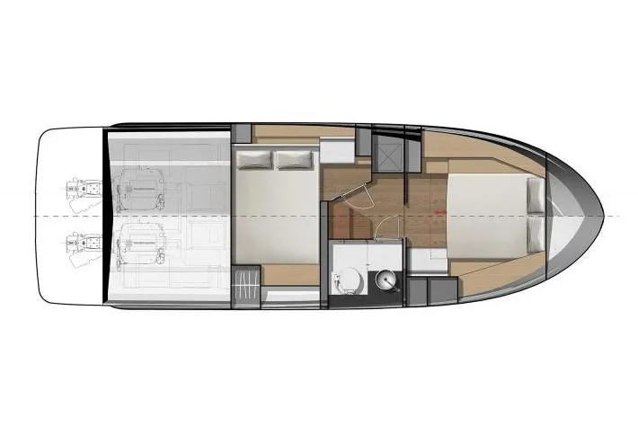 Slide: The Image of Manufacturer Provided Image: 2019 Jeanneau NC 33 boat layout with cabins, bathroom, and engine room. - 40