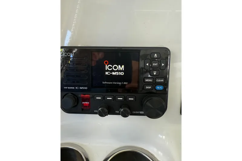 Slide: The Image of VHF marine radio Icom IC-M510 on 2019 Contender 35 ST boat dashboard. - 14