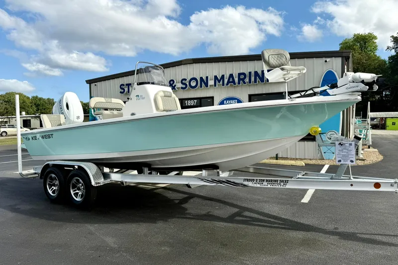 Slide: The Image of 2026 Key West 210 Bay Reef boat on trailer at Stroud & Son Marine. - 4