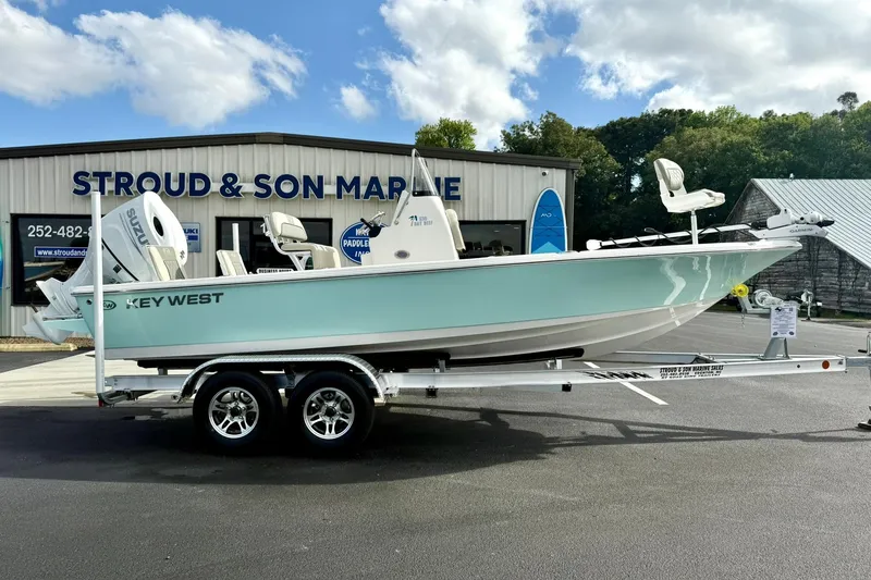 Slide: The Image of 2026 Key West 210 Bay Reef boat on trailer at Stroud & Son Marine. - 7