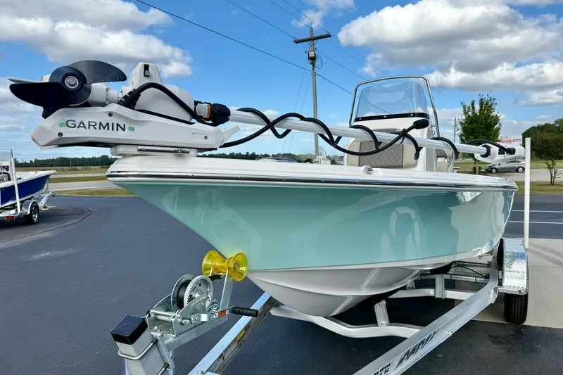 Slide: The Image of 2026 Key West 210 Bay Reef boat with Garmin equipment on a trailer. - 8