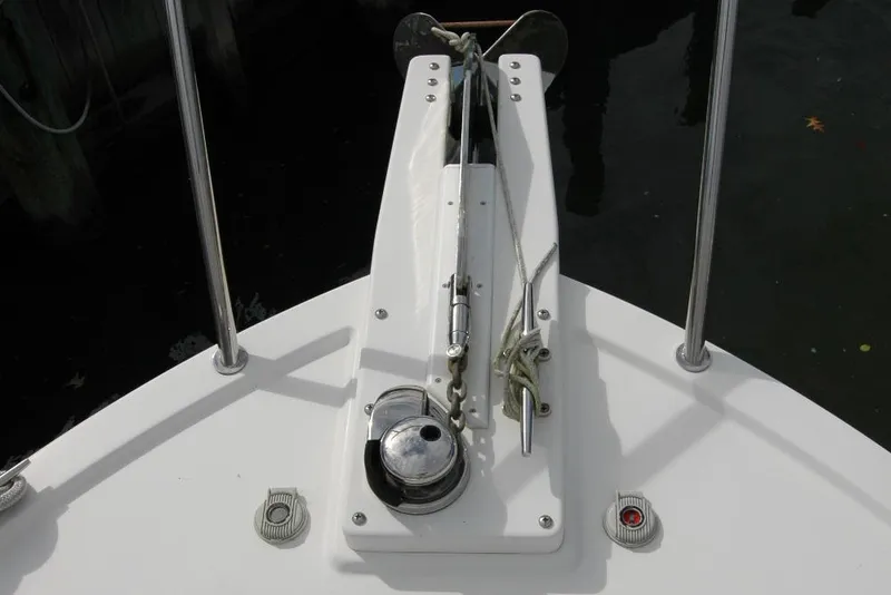 Slide: The Image of 2014 Back Cove 34 boat anchor system with stainless steel fittings. - 39