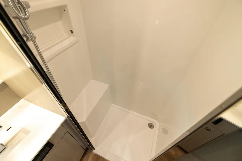 Slide: The Image of Shower area in 2026 Cruisers Yachts 46 Cantius, featuring modern design and fixtures. - 32