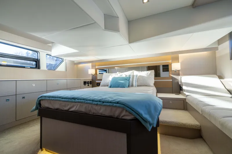 Slide: The Image of Luxurious bedroom interior of 2026 Cruisers Yachts 46 Cantius with modern design and natural light. - 39