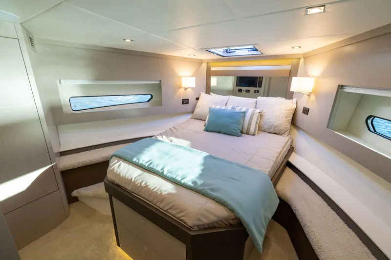 Slide: The Image of Luxurious bedroom interior of 2026 Cruisers Yachts 46 Cantius with modern design. - 36