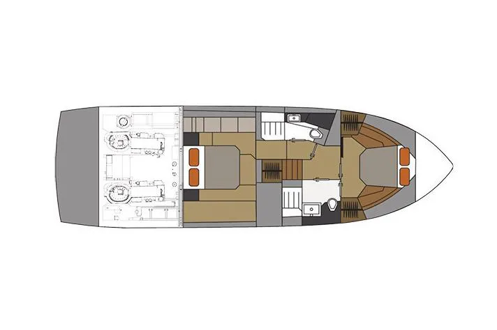 Slide: The Image of Top view of 2026 Cruisers Yachts 46 Cantius on calm water. - 8