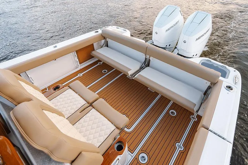 Slide: The Image of Manufacturer Provided Image: 2025 Everglades 315 Center Console boat with spacious seating and dual engines. - 10