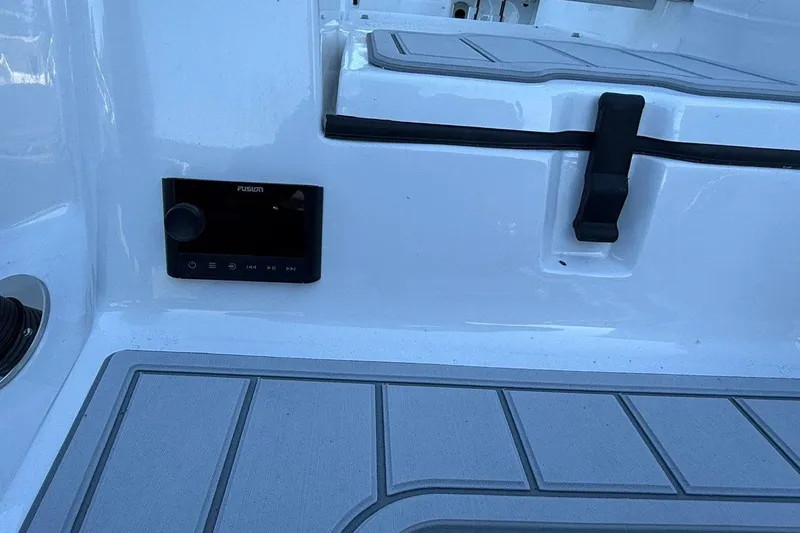 Slide: The Image of Interior of 2026 Sea Fox 228 Commander boat with Fusion audio system. - 17