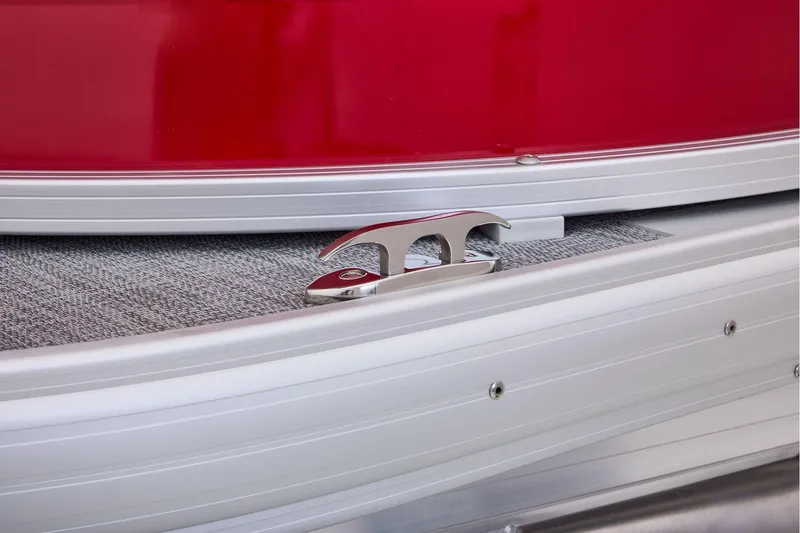 Slide: The Image of Manufacturer Provided Image: 2026 Sun Tracker Party Barge 18 DLX pontoon boat detail with red and silver accents. - 33