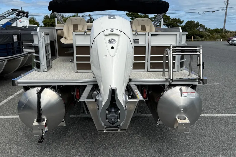 Slide: The Image of 2026 Berkshire 24RFC2 CTS 2.75 pontoon boat with outboard motor and seating. - 7