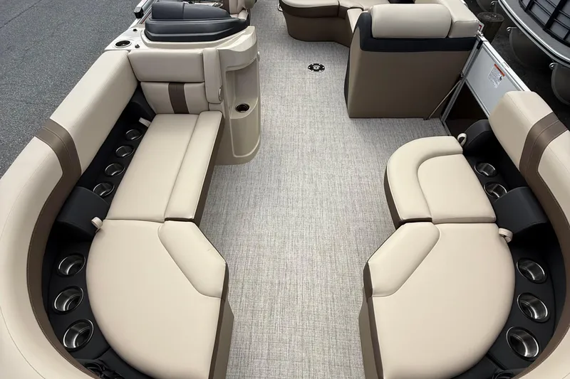 Slide: The Image of Luxurious interior of 2026 Berkshire 24RFC2 CTS 2.75 pontoon boat with plush seating. - 9