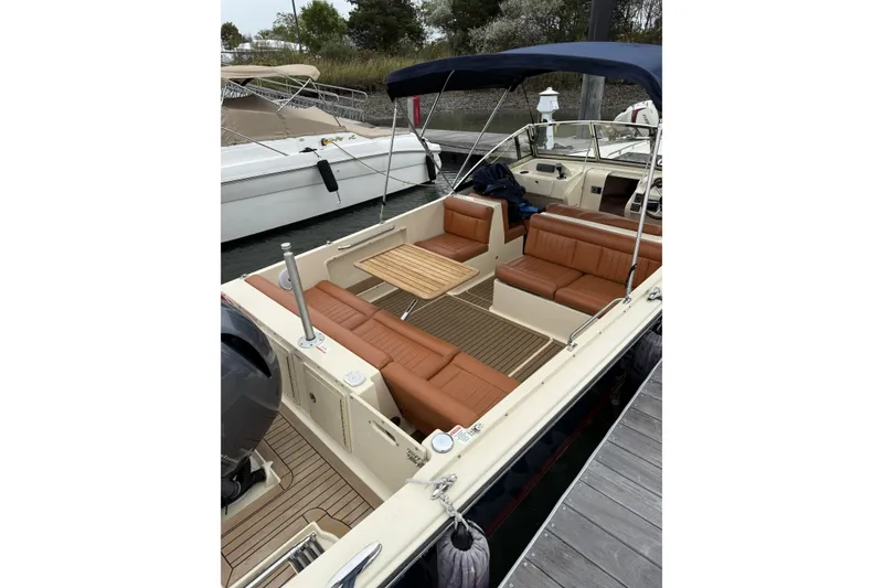 Slide: The Image of Dashboard of a 2015 Rossiter 23 boat with Yamaha gauges and Garmin GPS. - 19