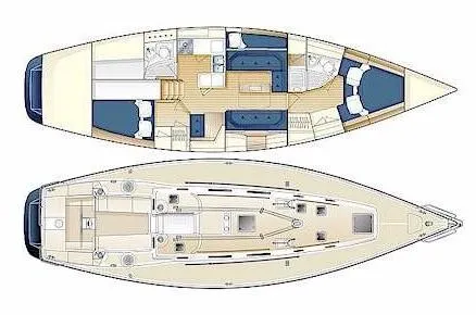 Slide: The Image of 2002 J Boats J/46 sailboat with black sails on open water. - 36