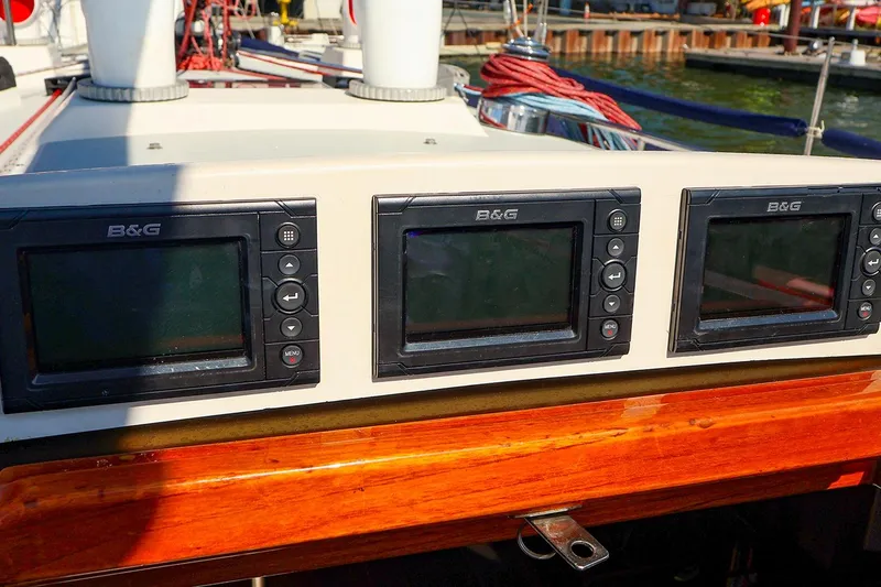 Slide: The Image of B&G navigation displays on a 2002 J Boats J/46 yacht deck. - 8