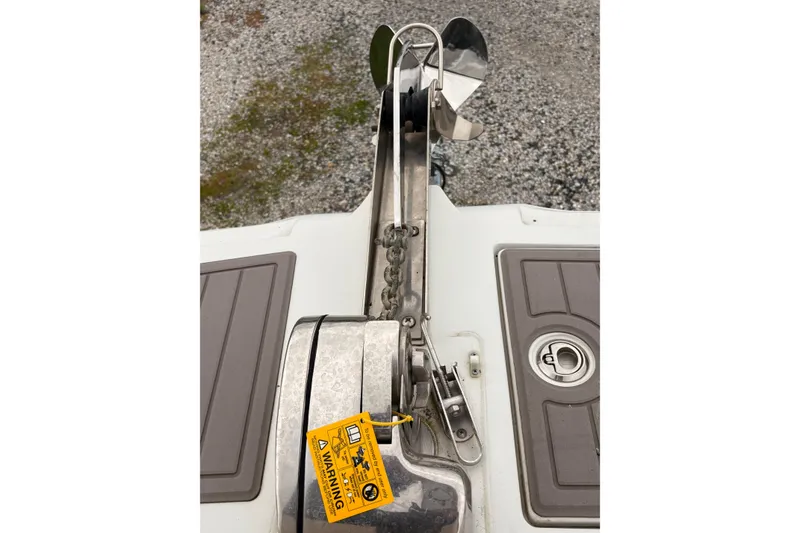 Slide: The Image of 2022 Crownline Eclipse E285 XS boat anchor system with warning label. - 9