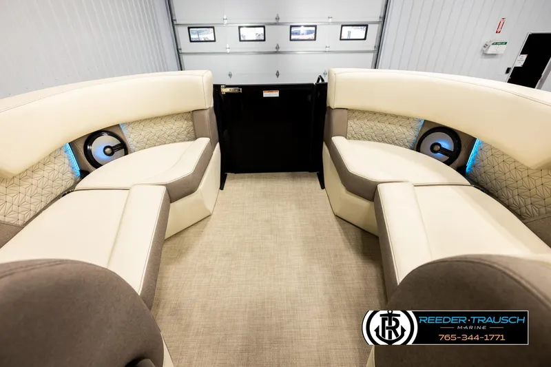 Slide: The Image of Luxurious interior of 2026 Alera M23L boat with plush seating and modern design. - 18